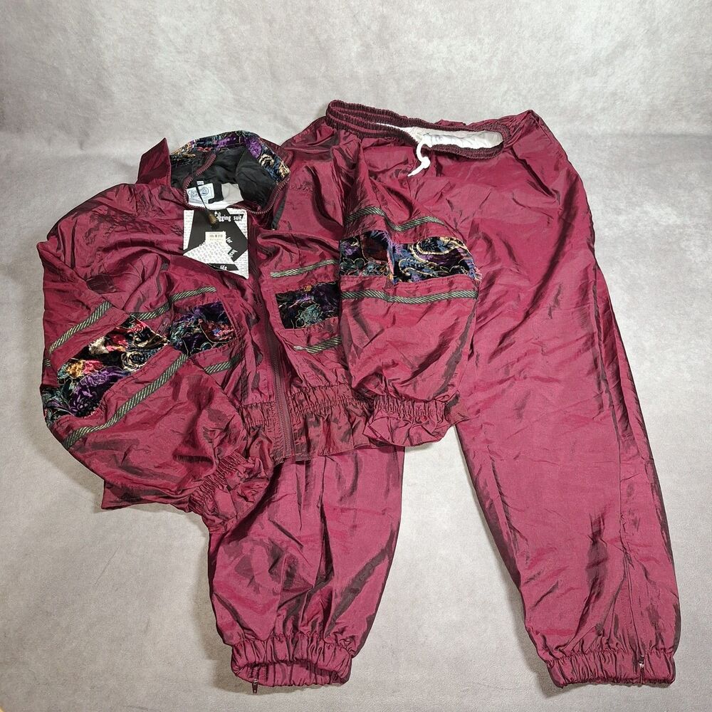 Vtg 80s Clipper Bay 2 Piece Tracksuit Windbreaker Jacket Pants Size Large
